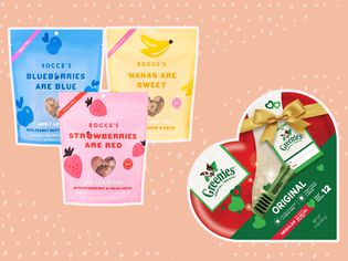 A collage of Valentine’s Day dog treats we recommend on a colorful background