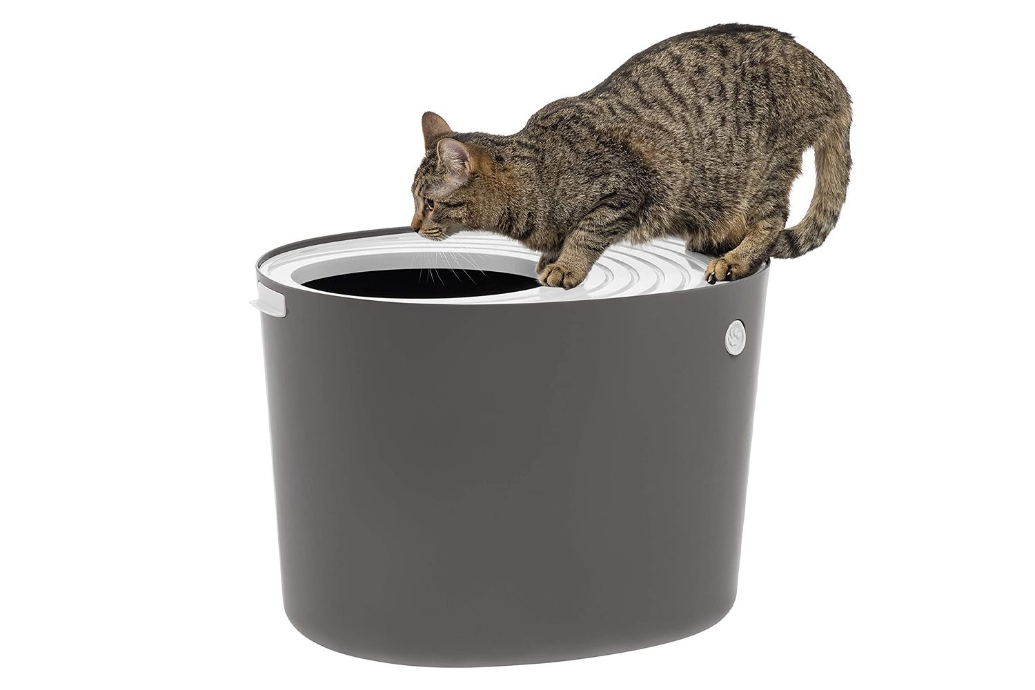 IRIS Large Stylish Round Top Entry Cat Litter Box with Scoop