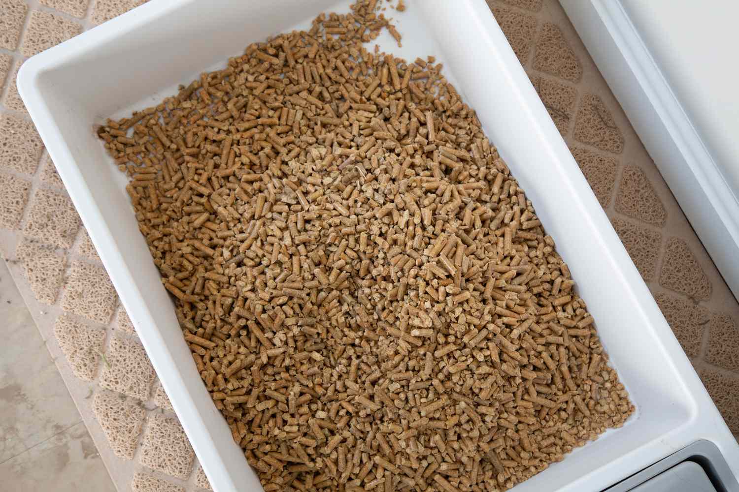 Arial view of Arm & Hammer Feline Pine Original Cat Litter in a litter box