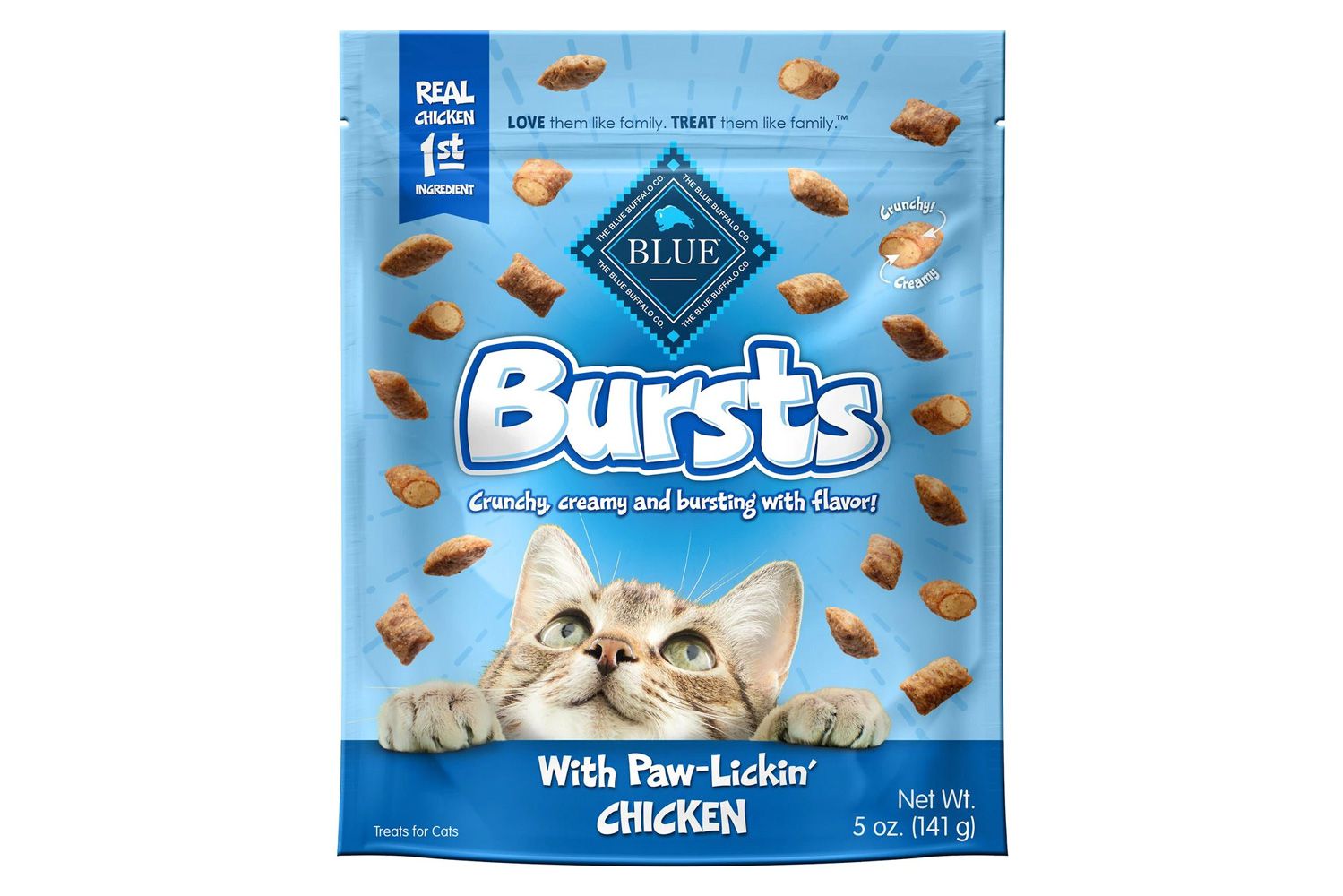 蓝色水牛爆发与舔爪鸡猫零食