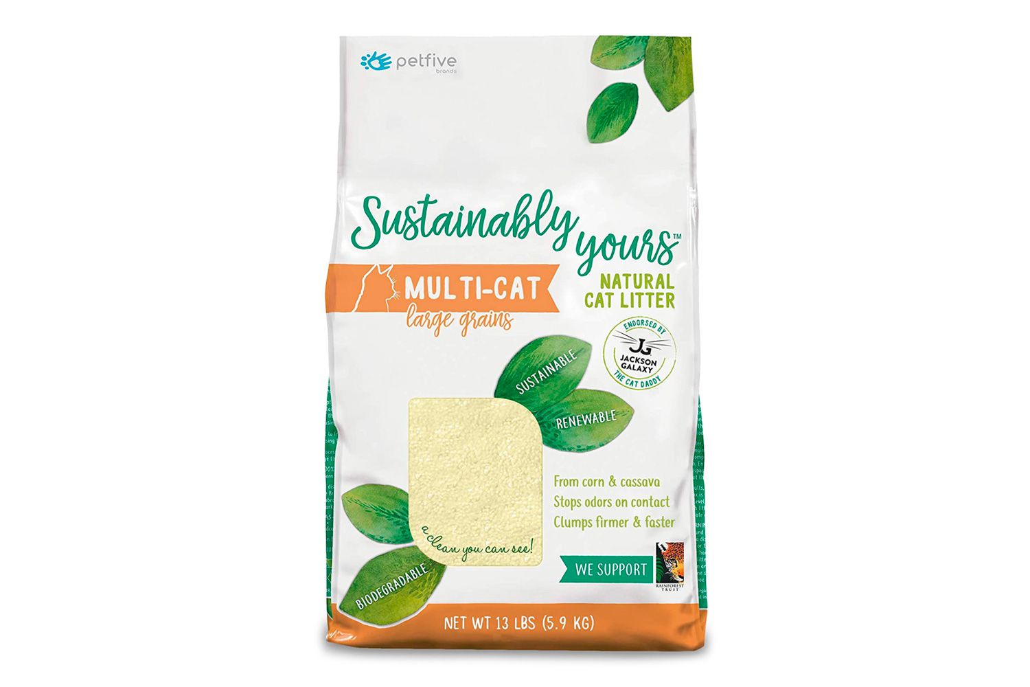 Petfive Sustainably Yours Natural Cat Litter, Multi-Cat Large Grains