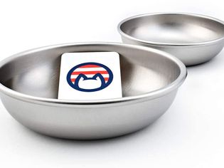 Americat Company Stainless Steel Cat Bowls displayed on white surface