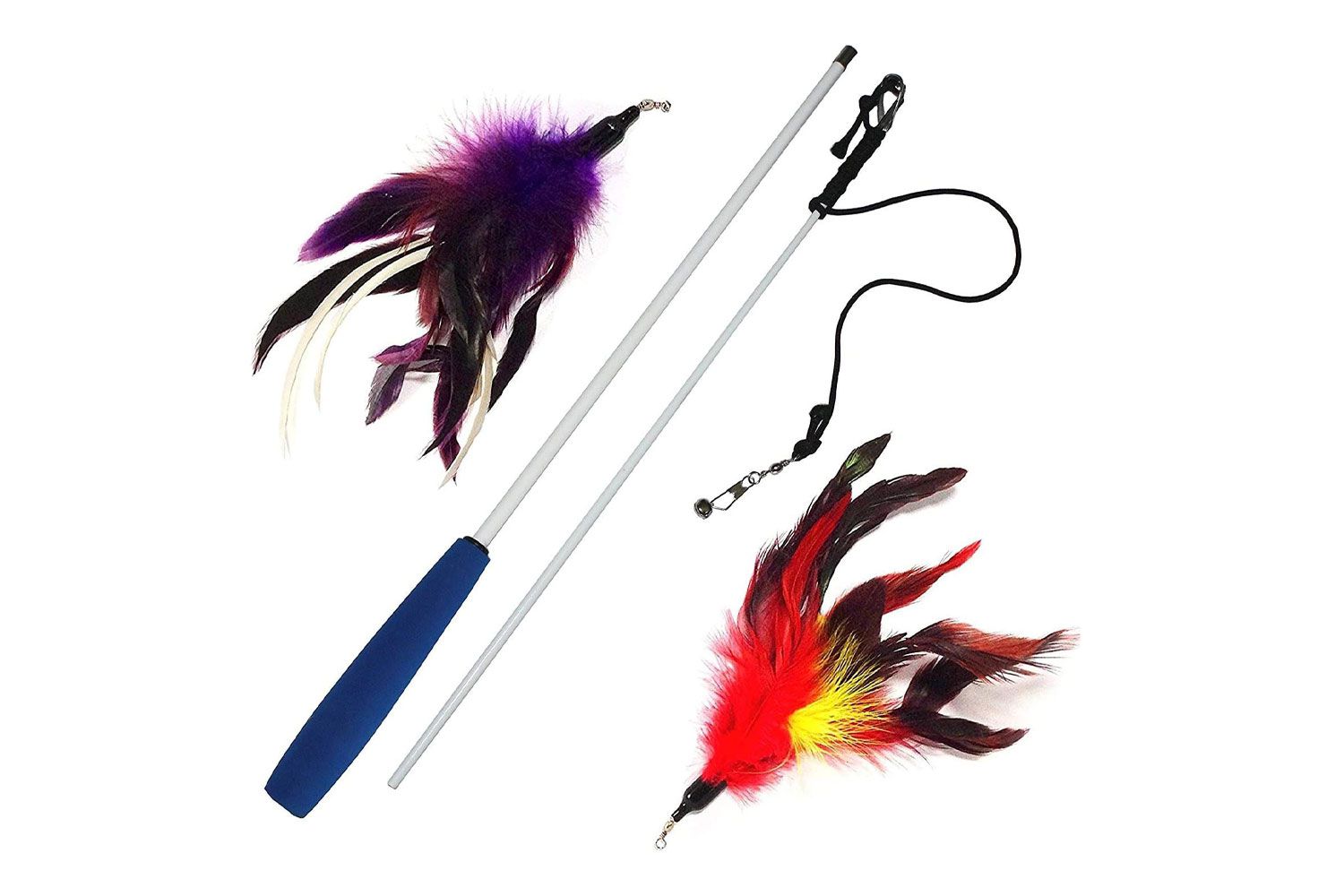 宠物适合佛r Life Cat Wand Teaser and Exerciser with 2 Feathers
