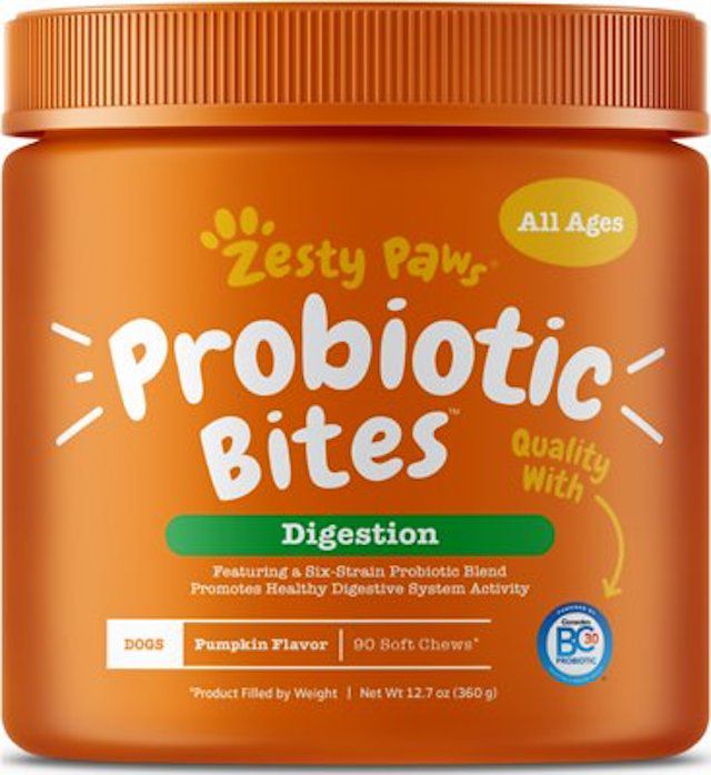 Zesty Paws益生菌咬与天然消化酶南瓜味咀嚼狗