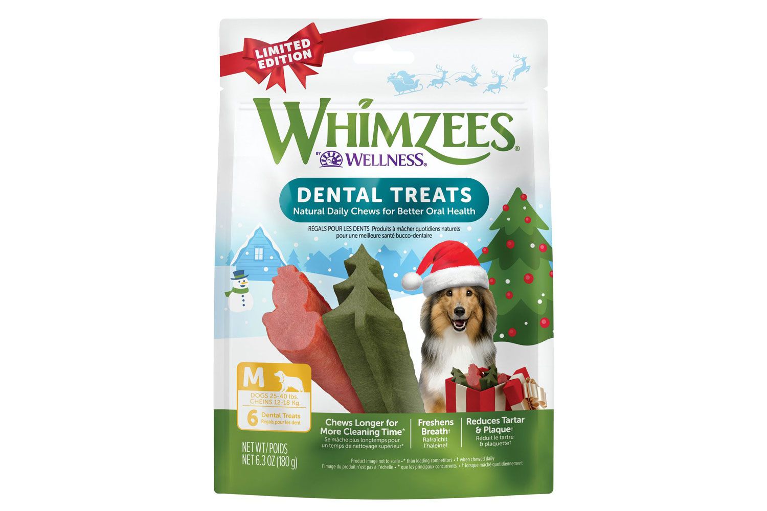 WHIMZEES by Wellness Holiday Dental Chews Natural Grain-Free Dental Dog Treats