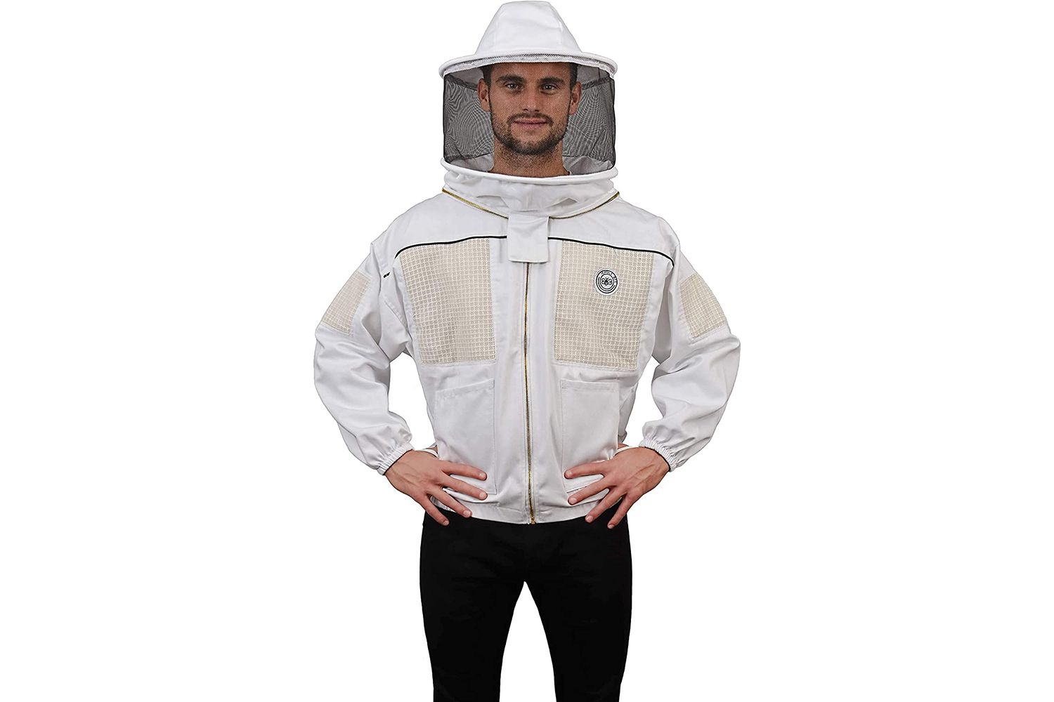 Humble Bee 330 Ventilated Beekeeping Jacket with Round Veil, S, Crystal White